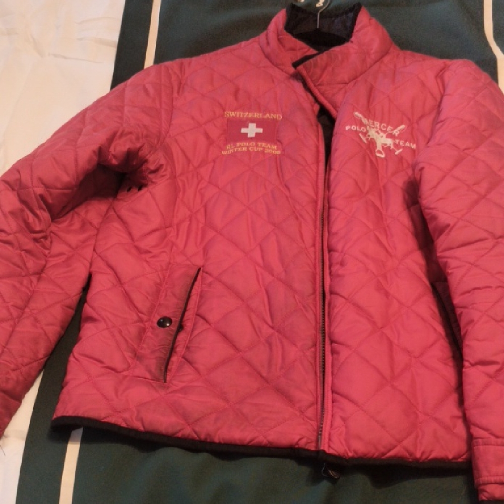 Riding Ski Polo Quilted Jacket Reversible Black big Pony